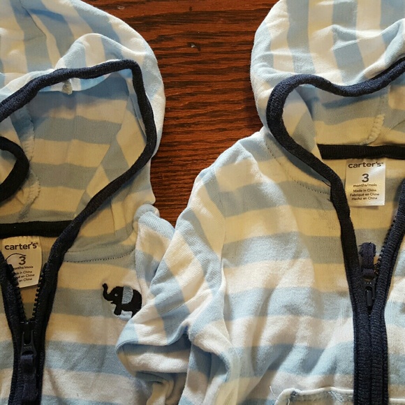 Twin Carter's 3m elephant stripe hoodies - Picture 2 of 3